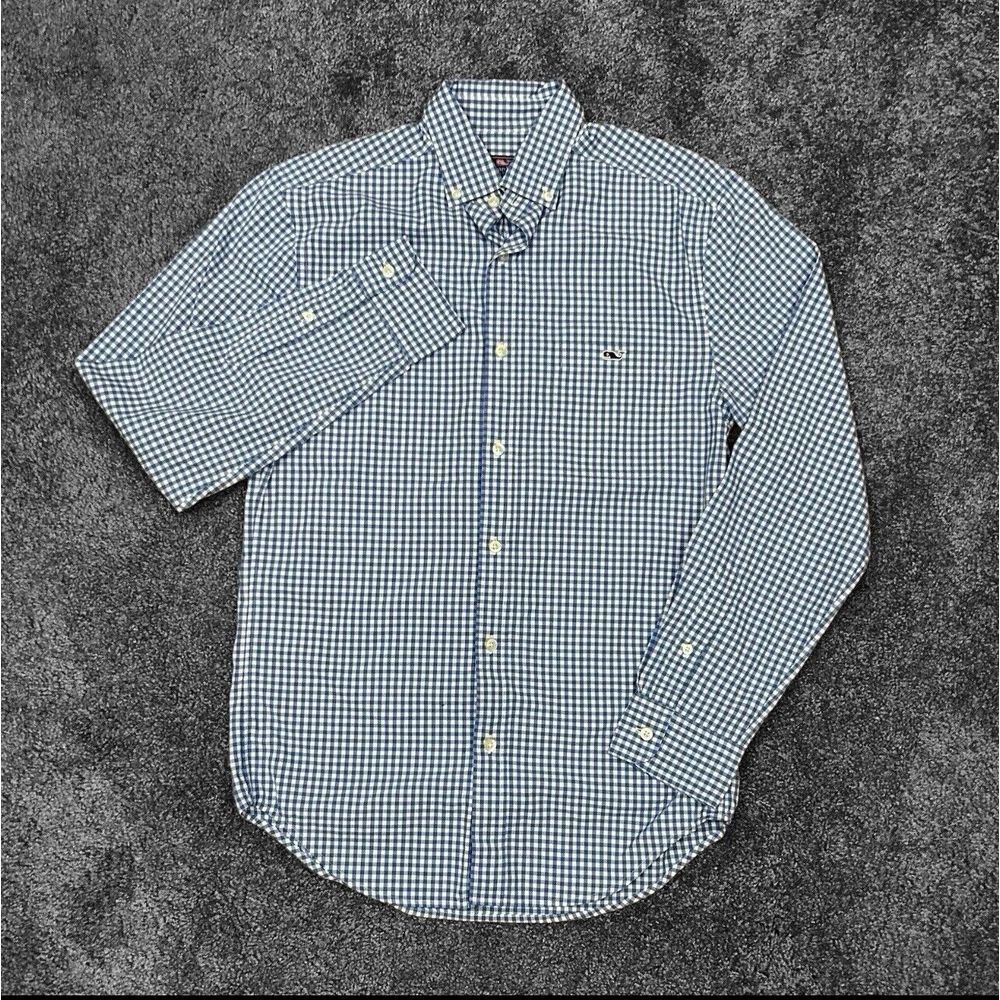 Vineyard Vines Men's Size XS Blue/White Gingham Check‎ Button Front Tucker Shirt